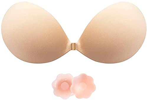 Klebe BH Push up Ohne Träger Damen Trägerloser BH zum Kleben Sticky Bra Rückenfreier Klebe-BHS Trägerlos Klebebh Unsichtbarer Strapless Große Brust Klebepads Kleine Brüste für Rückenfreies Kleid