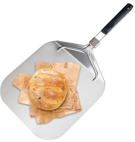 Cáscara de pizza de metal de aluminio,Paleta de pizza de metal,Cáscara de pizza plegable Cáscara giratoria de aluminio - Cáscara de Pizza giratoria con mango largo, ligera y resistente al calo