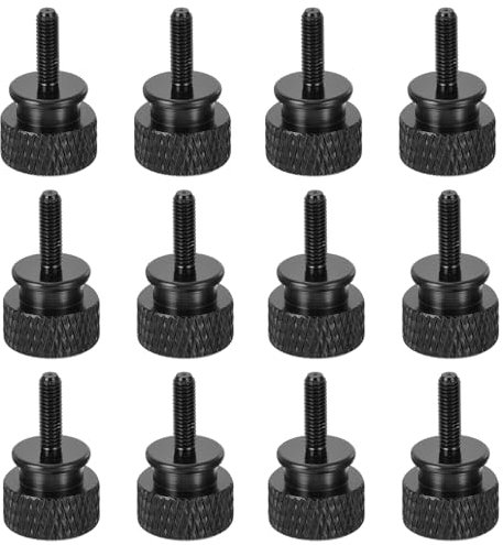 sourcing map 12pcs M3x10mm Knurled Thumb Screw Computer Case Threaded Hand Tighten Screws Aluminum Alloy for PC Case, Black