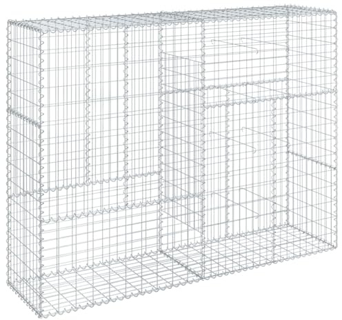 vidaXL Gabion Basket 200x50x150 cm - Galvanised Iron, Sturdy Outdoor Cage with Cover, Easy Assembly
