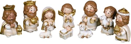 Figurine Nativité Crèche de Noël, Ensembles Figurine de la Nativité en Résine, Statue de la Sainte Famille, Figurine pour Crèche de Noël, Statue Personnages pour Creche Noel, Décoration la Maison Noël