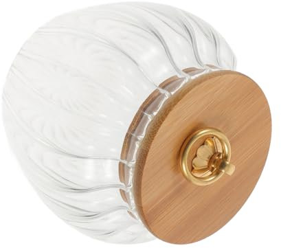 Cabilock Carrito De Té De Vidrio Con Tapa Hermética Para Guardar Granos De Té Para Cocina o Despensa Tarro De Almacenamiento De Vidrio Con Tapa De Madera Tarro Para Alimentos Secos y Dulces