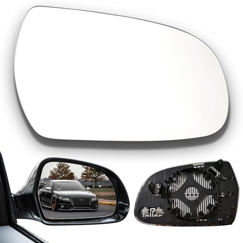 Cristal de Espejo Retrovisor Compatible con Audi A3 A4 A5 Retrovisor Exterior Derecha Calefactable Asférico Espejo Retrovisor Coche Repuesto con Panel