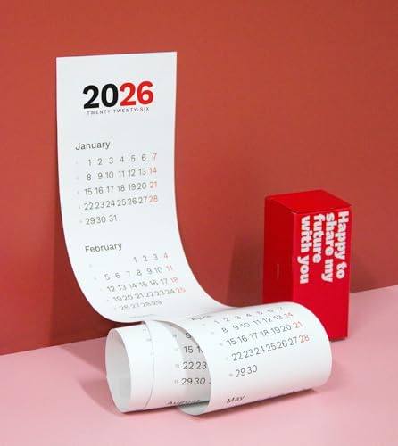 OCTÀGON DESIGN | Calendario verticale 2026 | Calendario da parete | Design minimalista e spazio minimo | 1 foglio | Dimensioni piccole, 14,1 (w) × 147 cm (h) cm
