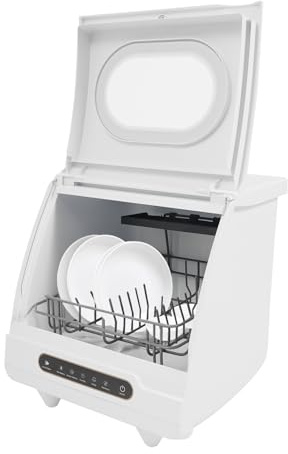 Mini diskmaskin 800 W diskmaskin 4 program, fristående bordsdiskmaskin för 4–6 bestickuppsättningar, biltorkning diskmaskin 55–72 °C arbetsmiljö [energiklass B]