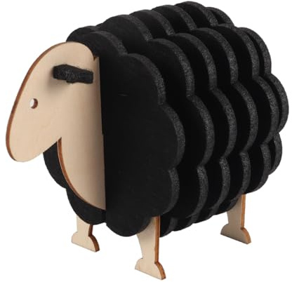 Qury Support de rangement en forme de mouton avec 6 coussinets d'isolation thermique, dessous de verre en feutre pour table basse et boissons