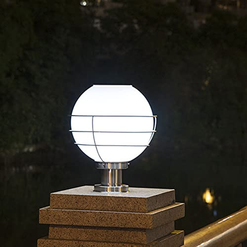 Lampada a Colonna Bianca, Luce Sferica, Faro a Colonna per Esterni, Luci a Sfera, Luce per Porta,Da Stigma in Acciaio Inossidabile, Illuminazidecorativa E27, Risparmio Energetico,Da da Pavimento per R