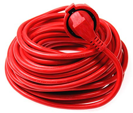 as - Schwabe Kunststoff-Verlängerung – 20 m Verlängerungskabel – 230 V, 16 A Verlängerungsleitung mit Schuko/Euro Stecker/Kupplung – Stromverlängerungskabel für Innenbereich – IP20 – Rot I 60364,51160