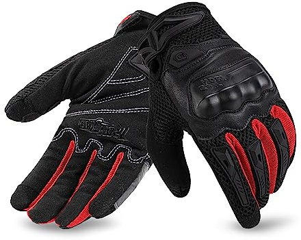 IRON JIA'S Motorradhandschuhe Herren Sommer Touchscreen weich atmungsaktiv und bequem geeignet für Motorradfahren Bergsteigen Wandern und andere Outdoor-Sportarten Rot-XL