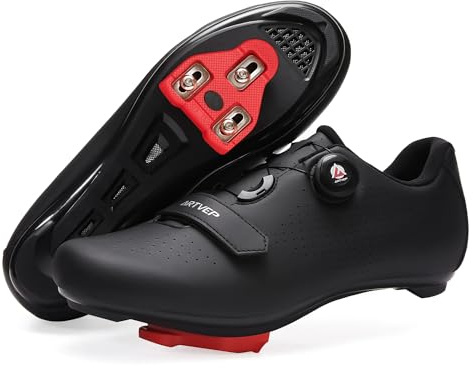 ARTVEP Cykelskor herr dam vägcykelskor MTB cykelskor kompatibla med Look SPD SPD-SL Delta Lock Pedal ridskor kompatibla med Peloton-skor, svart, 47 EU