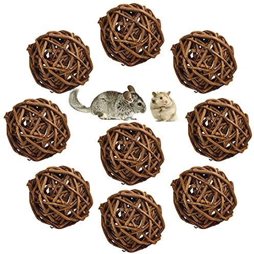 9 Stück Natur Weidenball Spielzeug für Kleintiere, Kaninchen Spielzeug Meerschweinchen Kaubälle Vogel Lustiger Nager Zubehör für Kaninchen Meerschweinchen Chinchillas Hamster Papagei (6cm)