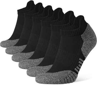 CLOSEMATE 6 Paia Calze Corte Calzini Sportive Uomo Donna Traspirante Cotonee in Spugna Corsa Crossfit Nero 39-42 M