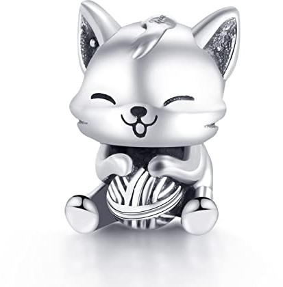 Amuefer Chats et Laines Charms pour Bracelets Pandora et Colliers Argent Sterling Perle avec Zircon Cubique Charme Noël Bijoux Cadeaux pour Femme Fille Petite-fille Enfant