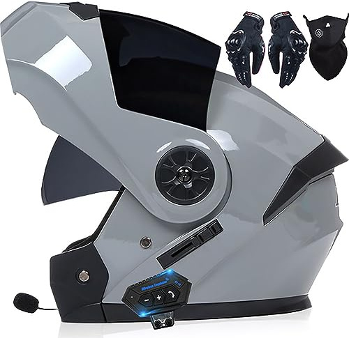 Letetexi Bluetooth Integrado Casco Moto Modular para Mujeres Hombres, Cascos Integrales ECE Homologado, Casco Abatible con Doble Visera Casco de Motocicleta para Adultos Casco Scooter