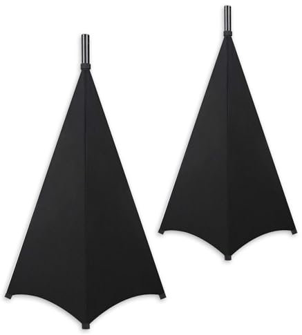 kyaoayo Cubierta para soporte de altavoz, 2 piezas de cubierta para trípode, doble cara, para altavoz de luz DJ, cubierta para trípode, adecuada para fiestas, bodas, actuaciones (negro)