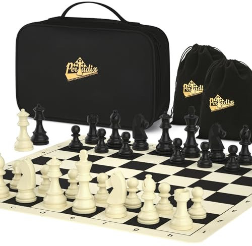 Peradix Echiquier Grande Taille 50 * 50 cm,Jeu D'échec Officiel avec Plateau en Silicone Jeux Echec Pliable de Voyage pour Enfants et Adultes(Pièces Plus Grosses et Lourdes)