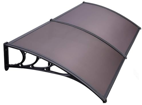 80x40 Window Awning Door Canopy Exterior, Polycarbonate Cover Awnings for Doors Entrance, Outdoor Front Door Overhang Awning for Sun Shutter, UV, Rain and Snow Protection, Brown