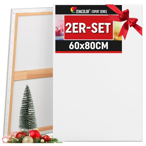 Zenacolor Toile Peinture 60x80 - Set de 2 Canvas Toile a Peindre sans Acide - Tout Type de Peinture sur Toiles
