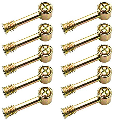 Ferrure excentrique pour meubles, vis martelée, écrou dans le raccord, montage au lit, acier au carbone revêtu