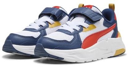 PUMA Trinity Lite AC+ PS Sneaker, White-Fierce Red-Persian Blue, 31 EU