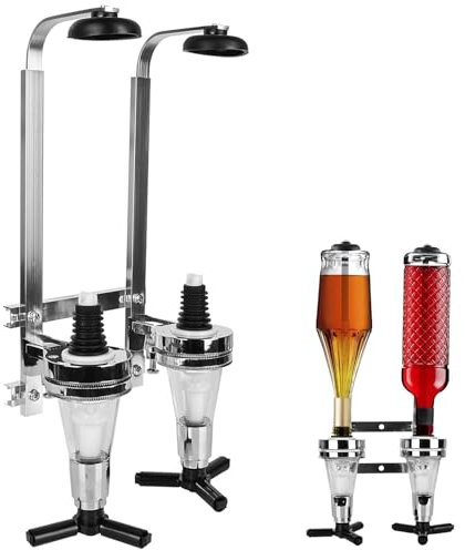 Doppelkopf Schnapsspender, 30ml/ 1OZ Wand Montierter Flaschenhalter, Bar Wandmontage Spender Spirituosen, Aluminium Schnapsspender Für Drehbaren Likörspender Flaschen Halter Bar Accessoire