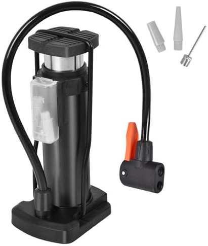Cykelluftpump - fotpump i aluminiumlegering med tryckmätare