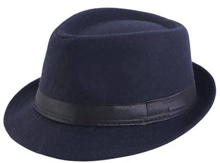 Cappello Fedora in feltro stile vintage a tesa corta Panama Jazz Cap per costume circonferenza della testa 56-57,9 cm