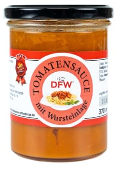 Tomatensauce mit Wursteinlage 370ml | Leckere herzhafte Fertigsauce (z.B. für Nudeln) im Glas | Hausmacher Qualität | Lange (ungekühlt) Haltbar | DFW - Die Feldküche Wittenberge (1229)