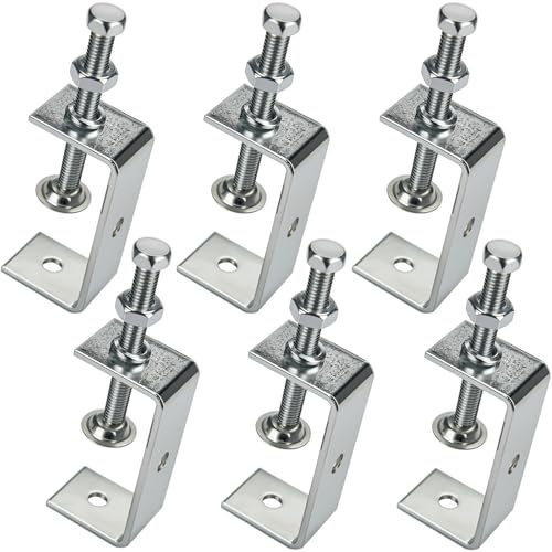 6 Pack Stainless Steel C Clamp - 2 9/16 Inch Small C Clamp Set, Heavy Duty Metal C Clamps Mini Tiger G-Clamp Adjustable U Clamps with Stable Wide Jaw Opening for Fixed Woodworking and Welding Mounting