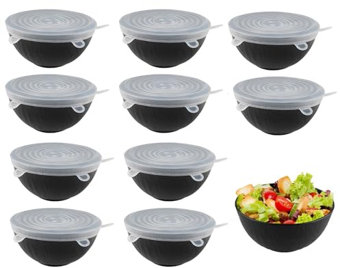 YapitHome 10 set di ciotole per cereali in plastica e coperchio in silicone, ciotole in plastica resistenti alle cadute, riutilizzabili, ciotole per zuppe, ramen, colazione, insalatiere e frigorifero