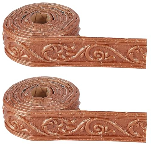 CRASPIRE Moldura Corona 225mx4cm,Autoadhesiva,Marrón,Espuma Despegable Y Adhesiva,Impresión 3D,Bordes Flexibles,Zócalos,Bordes Pared,Pegatinas Papel Tapiz,Espejos,Techos,Hoteles,Decoración DIY