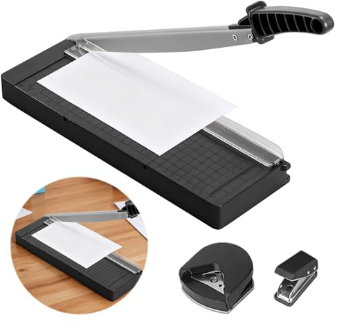 Pappersskärare A4 kompakt 34 cm | För upp till 8 ark A4-B7 (80 g/m²) | Exakt skärmaskin för kartong, papper och pysselarbeten | Perfekt för kontor, skola, fotografi och scrapbooking