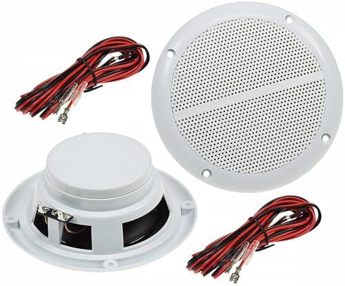 ChiliTec Lautsprecher 5/127mm Wasserfest 80Watt Paar Einbaulautsprecher für Wand & Decke Marine-Lautsprecher IP44 geeignet für Innen- & Aussenbereich Paar / 2 Stück Weiß