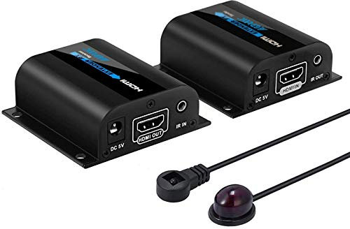 AGPTEK HDMI Network Extender, 60m HDMI Network Extender LKV372A via Single Cable Cat6 / 6A / 7 Ethernet Cable - Supports 3D 1080P 20~60KHz Frequency IR Remote Control