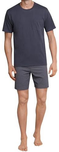 Schiesser Herren Schlafanzug kurz Rundhals - Nightwear Set, anthrazit_159634, 48/ S