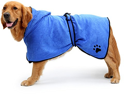 NACOCO Dog Bathrobe Towel Microfiber Pet Drying Moisture Absorbing Towels Coat for Dog and Cat (XL, Blue)