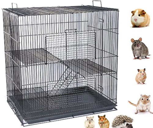 3-Levels Easy Collapsible Ferret Chinchilla Sugar Glider Rats Mouse Animal Critter Chew-Proof Metal Carrier Travel Cage with Narrow 3/8-Inch Bar Spacing Easy to Clean No Tools Needed Easy Storage