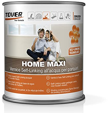 Tover, Home Maxi, Vernice All'Acqua Per Parquet in Interni, Resistente ad Abrasione, Graffi e Macchie, Versione Extra-Matt, Formato da 1 L