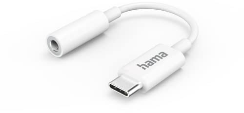 Hama USB C auf 3,5 mm Klinke Kopfhörer Adapter (Audioadapter, AUX Adapter, USB-C auf Kopfhörerbuchse, Jack, Klinkenbuchse, für Samsung, Huawei, iPad) weiß
