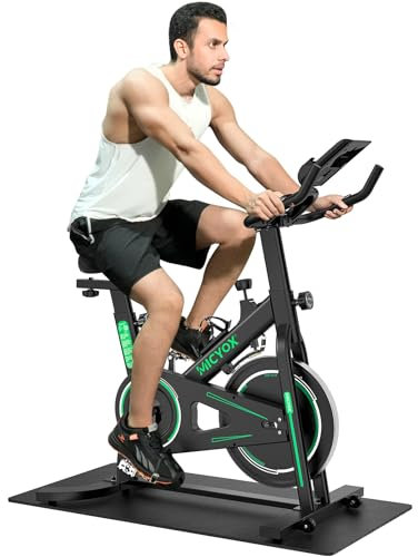 Micyox Heimtrainer Fahrrad, Fitness Fahrrad mit Magnetischem Widerstand, Indoor Kardio Training, Hometrainer mit 12kg Schwungrad, Multifunktionsmonitor, Pulsmesser, IPad-Halterung, 150 kg Belastbar
