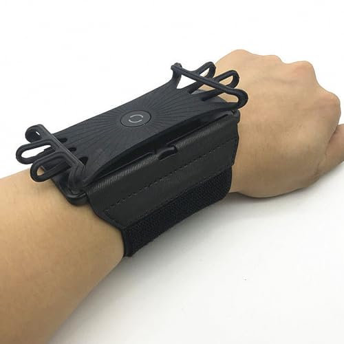 Lvpradior Brassard Telephone Sport, 360° Rotation Universel Brassard de Poignet pour Les 4-6,5 Pouces Smartphones, Téléphone Support de de Vélo pour la Course à Pied, la Randonnée(Black)