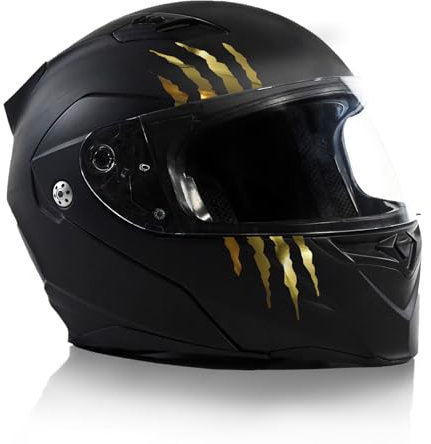 Finest Folia Kratzer Helm Aufkleber 2er Set 7,5x7,5cm Monster Sticker Kralle Deko für Motorrad Helm Auto Motorradhelm Kratzspuren selbstklebend wasserfest K173 (Chrom Gold)