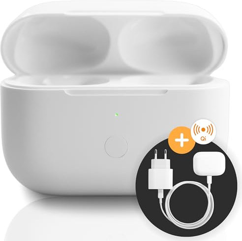 TROONIX Custodia di ricarica Wireless Qi compatibile con AirPods Pro 1 e 2, Custodia di ricarica Wireless con sincronizzazione Bluetooth, carica fino a 5 volte completa, custodia molto resistente
