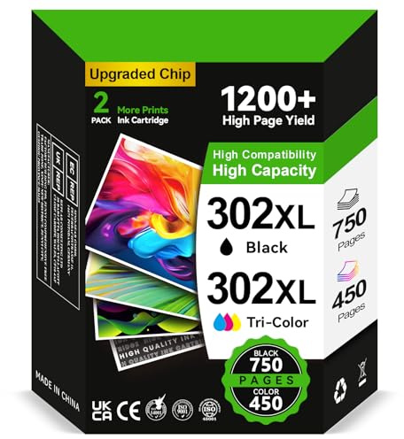 302 XL Druckerpatronen Kompatible für Original HP 302 Druckerpatronen Schwarz+Farbe Multipack, 302XL für HP Envy 4525 Druckerpatronen für Envy 4520 4527 DeskJet 3630 3636 OfficeJet 3831 5230 5232 3830