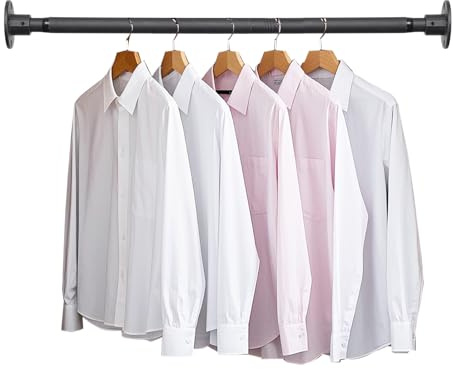 Barra Armario Extensible 60-84CM, Barra de Armario para Colgar Ropa, 25MM de Diámetro Barra Armario Ropero Ajustable de Acero Inoxidable para Armario de Dormitorio, Lavandería