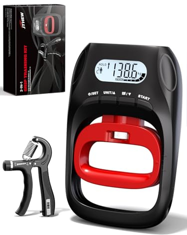 JTHEW Grip Strength Tester Trainer - Electronic Hand Dynamometer of 400lbs/180kg & Grip strengthener with Adjustable Resistance for Sports