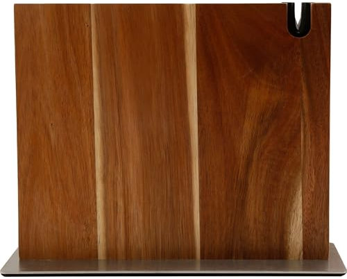 Ceppo coltelli da cucina magnetico XL con affilacoltelli integrato. Porta coltelli magnetico da cucina in legno massiccio. Ceppo coltelli da cucina professionali robusto ed elegante. (Acacia)