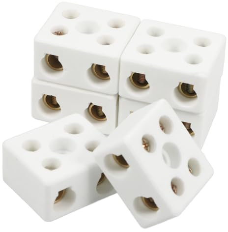 BUGUUYO 6piezas Bloques Terminales Cerámicos Posiciones Resistentes Alta Temperatura Regletas Porcelana Para Cableado Eléctrico Conexión Segura y Aislamiento Térmico Unidades