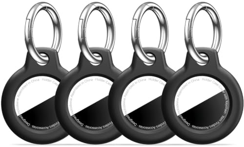 MOLOSLEEVE [4 Pack Case for AirTag 2nd Gen (2026) & 1st Gen, Shockproof Holder Anti-Scratch Protective Cover for Air Tags, Men's Women's Keyrings & Keychains for Keys, Luggage, Bags, Black