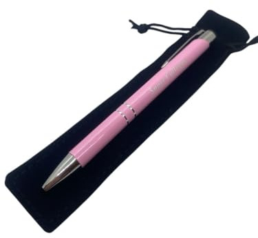Créa03 Stylo en métal rose gravé Super Collègue livré avec sa petite pochette velours noire, Noël, anniversaire, idée cadeau femme, collègue travail, cadeau retraite